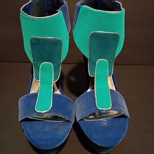 Chic Blue and Green Women's Heels